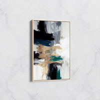 Tableau Abstrait Pinceaux Dorés et Verts – Déco Murale Moderne