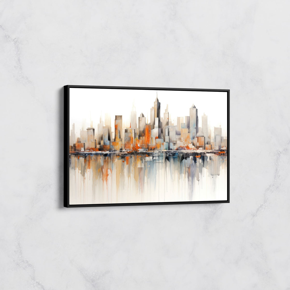 Tableau Skyline Urbain avec Reflets Contemporains