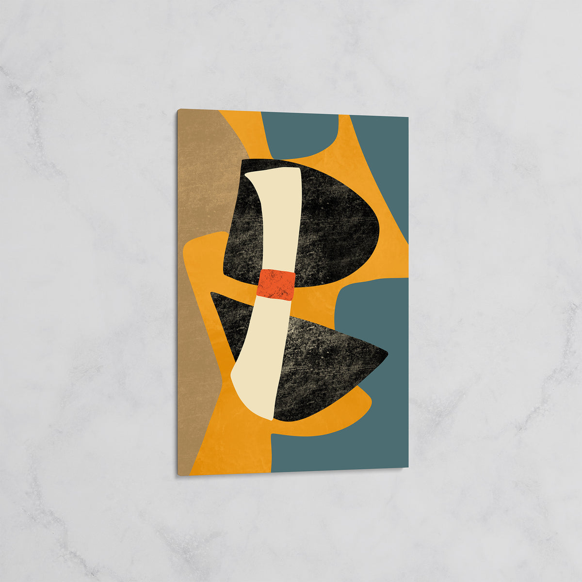 Tableau Abstrait Géométrique – Déco Murale Moderne en Orange et Bleu