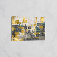 Tableau Abstrait Doré et Turquoise – Déco Murale Moderne et Luxueuse