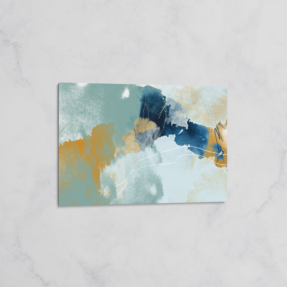 Tableau Abstrait Bleu et Doré – Déco Murale Moderne et Élégante