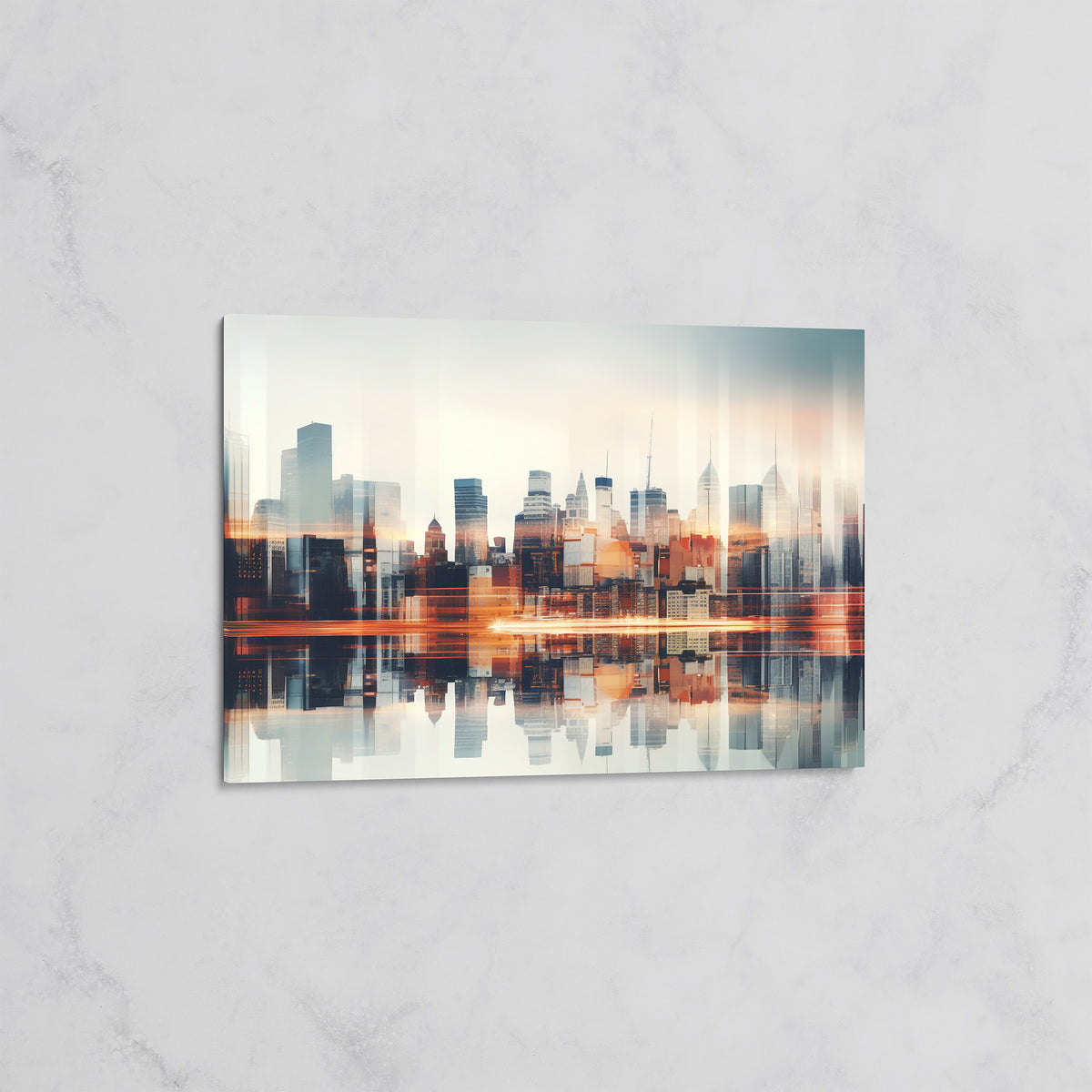 Skyline Moderne avec Reflets – Tableau mural décoratif Ville