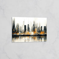 Skyline Noir et Or Abstrait – Tableau mural décoratif Ville