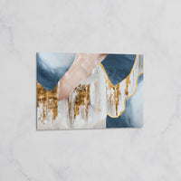 Tableau Abstrait Bleu et Doré – Déco Murale Moderne et Élégante