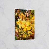 Tableau Abstrait Floral Jaune – Déco Murale Colorée et Énergique