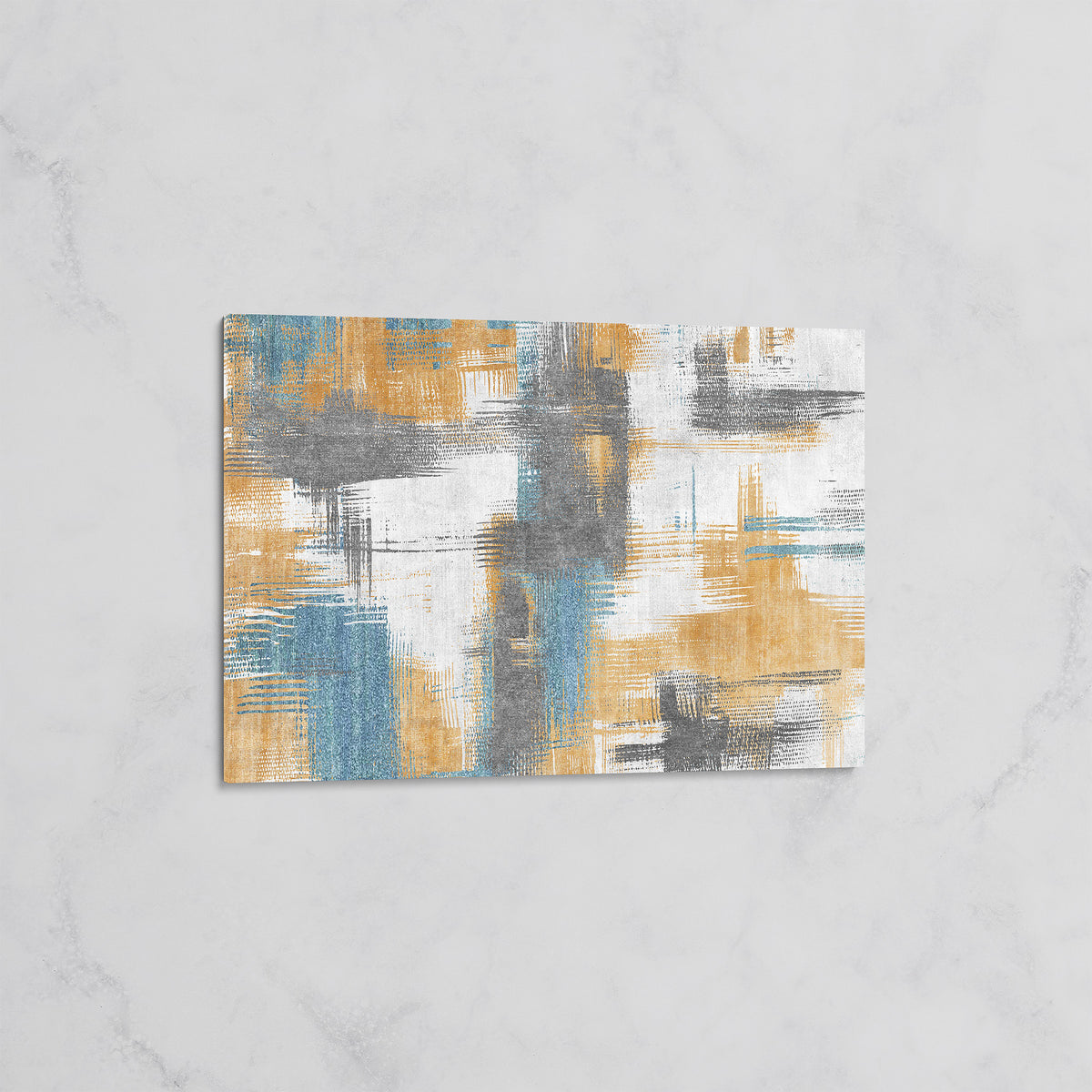Tableau Abstrait Moderne – Déco Murale en Jaune, Bleu et Gris