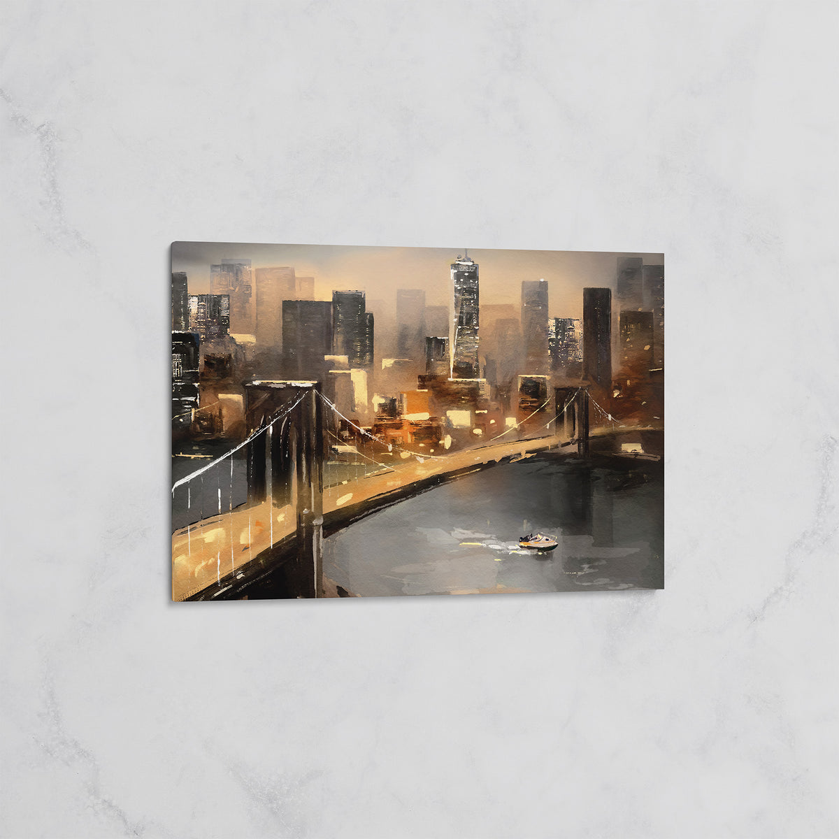 Pont et Skyline Nocturne – Tableau mural décoratif Ville