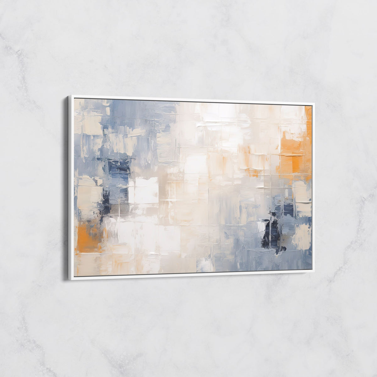 Tableau Abstrait Bleu et Orange – Art Mural Moderne