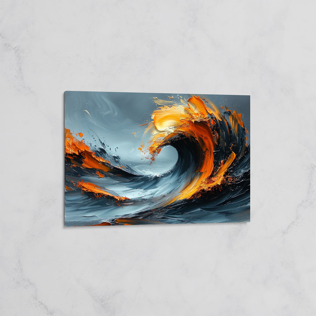 Vague Abstraite Feu et Océan – Tableau mural décoratif Moderne