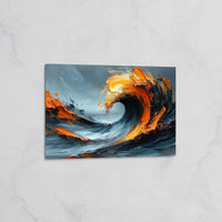 Vague Abstraite Feu et Océan – Tableau mural décoratif Moderne