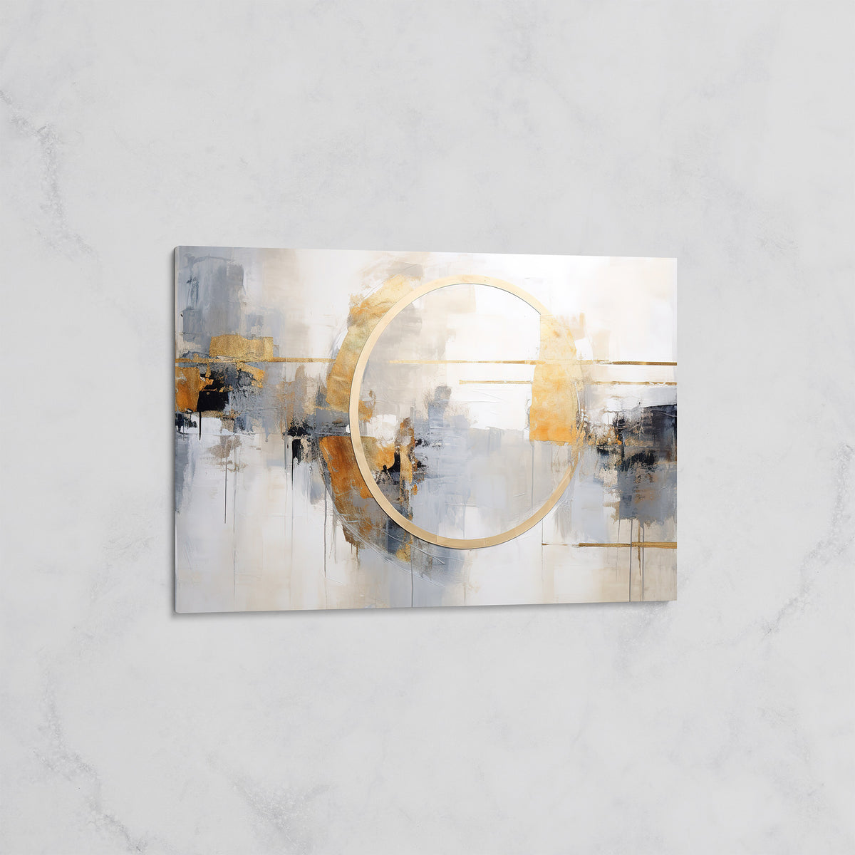 Abstrait Cercle Doré – Tableau mural décoratif Moderne