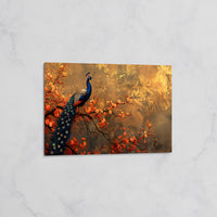 Paon sur Branche Fleurie – Tableau mural décoratif Élégant