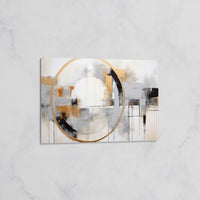 Abstrait Cercle Doré et Formes Géométriques – Tableau mural Moderne