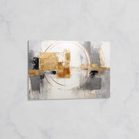 Abstrait Cercle et Carrés Dorés – Tableau mural décoratif Moderne