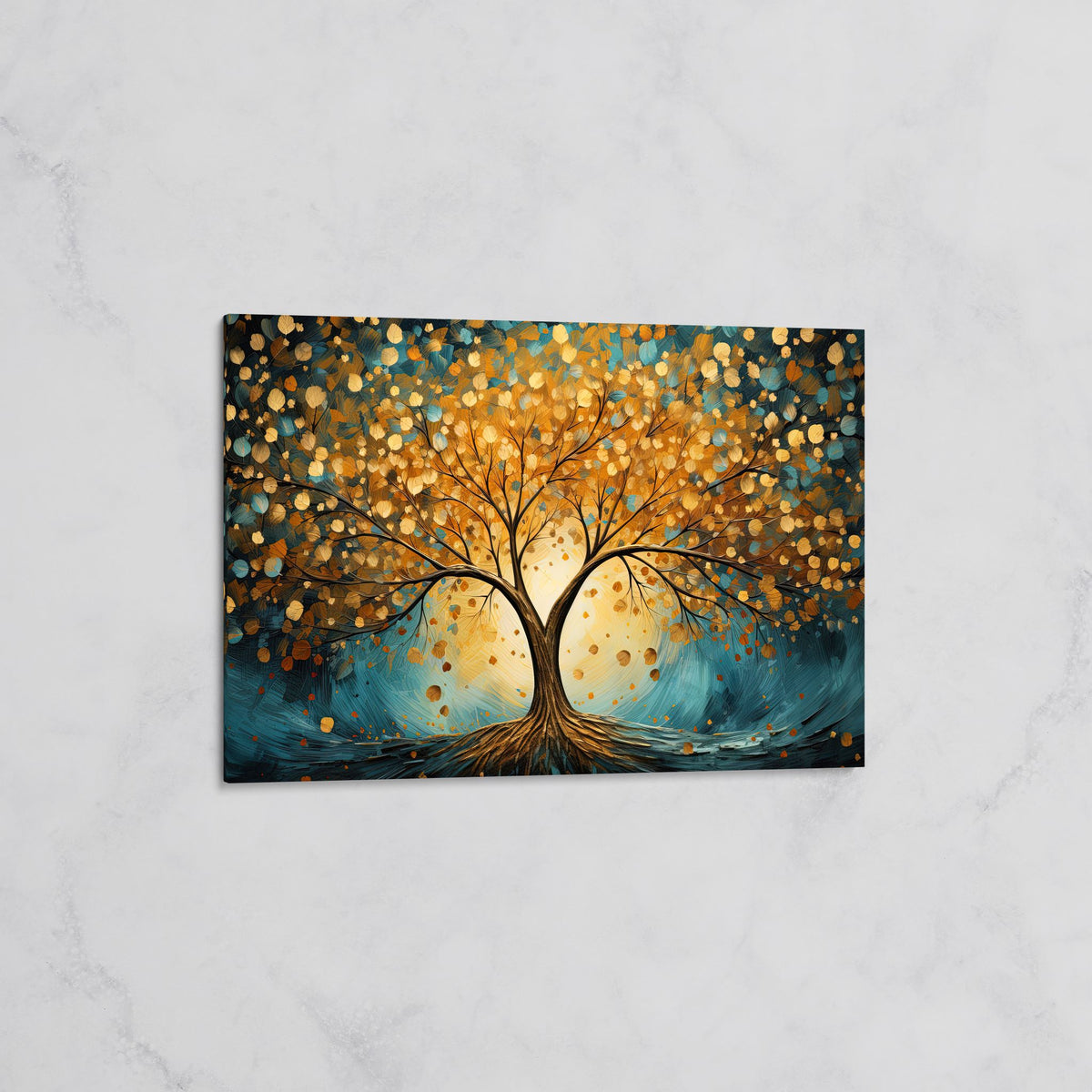 Tableau Arbre Doré Lumineux