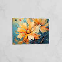 Tableau Floral Vibrant Orange et Bleu