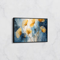 Tableau Floral Bleu et Doré Contemporain