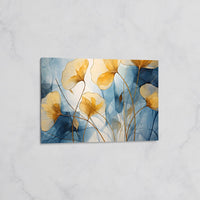 Tableau Floral Bleu et Doré Contemporain