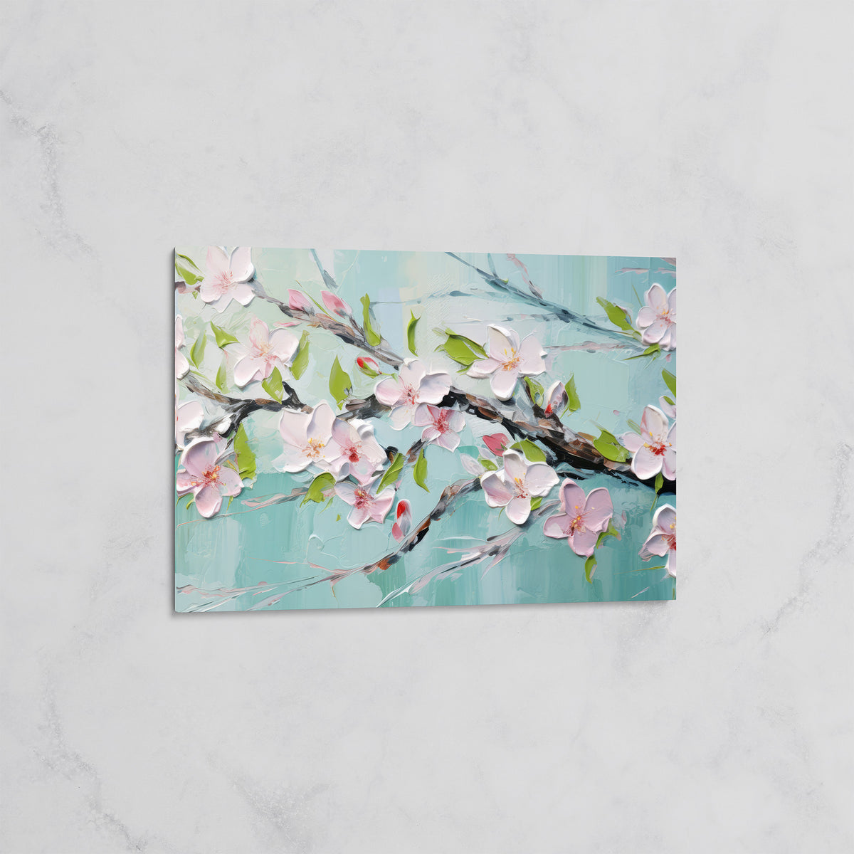 Tableau Floral Printanier - Branche de Fleurs de Cerisier en Relief