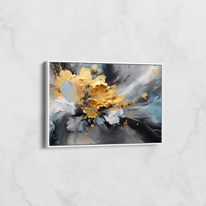 Tableau Abstrait Explosion Dorée – Art Moderne Chic