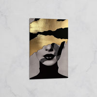Tableau Visage Abstrait Or et Noir – Art Contemporain Sophistiqué