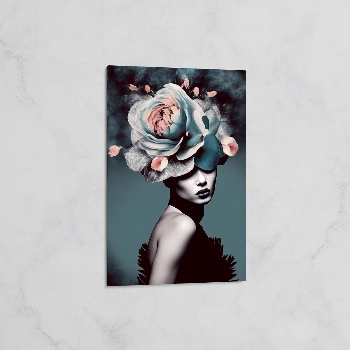Tableau Portrait Féminin à la Couronne de Fleurs – Art Contemporain