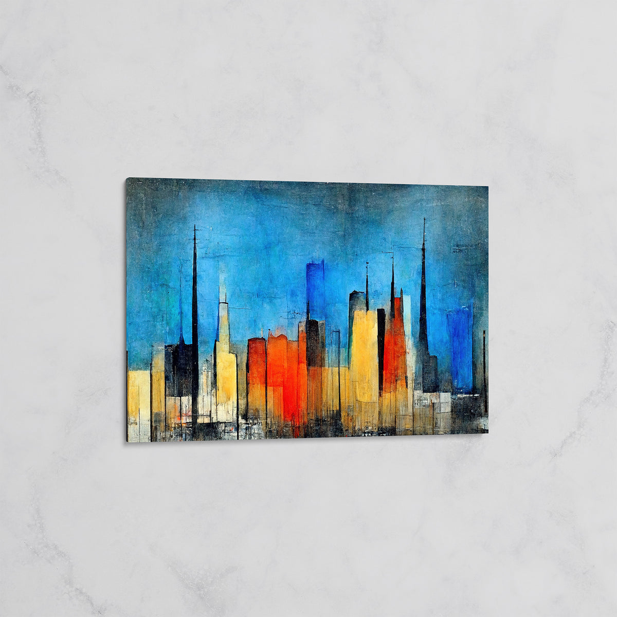 Tableau Skyline Colorée - Gratte-Ciel Abstraits avec Teintes Vives