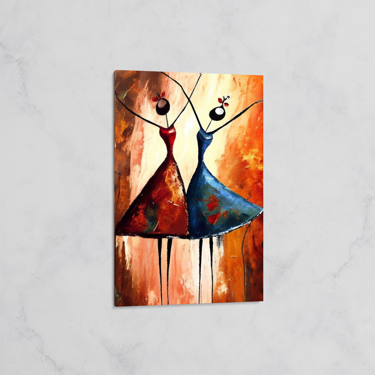 Tableau Danseuses Abstrait Orange et Bleu – Art Moderne
