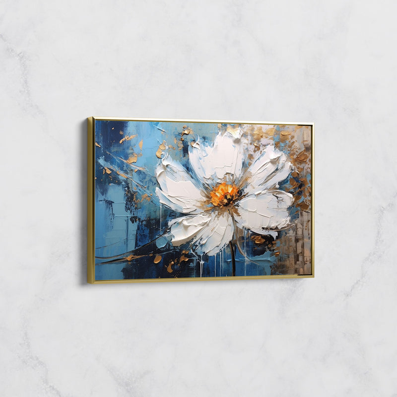 Tableau Fleur Blanche Plein Cadre – Art Floral Abstrait