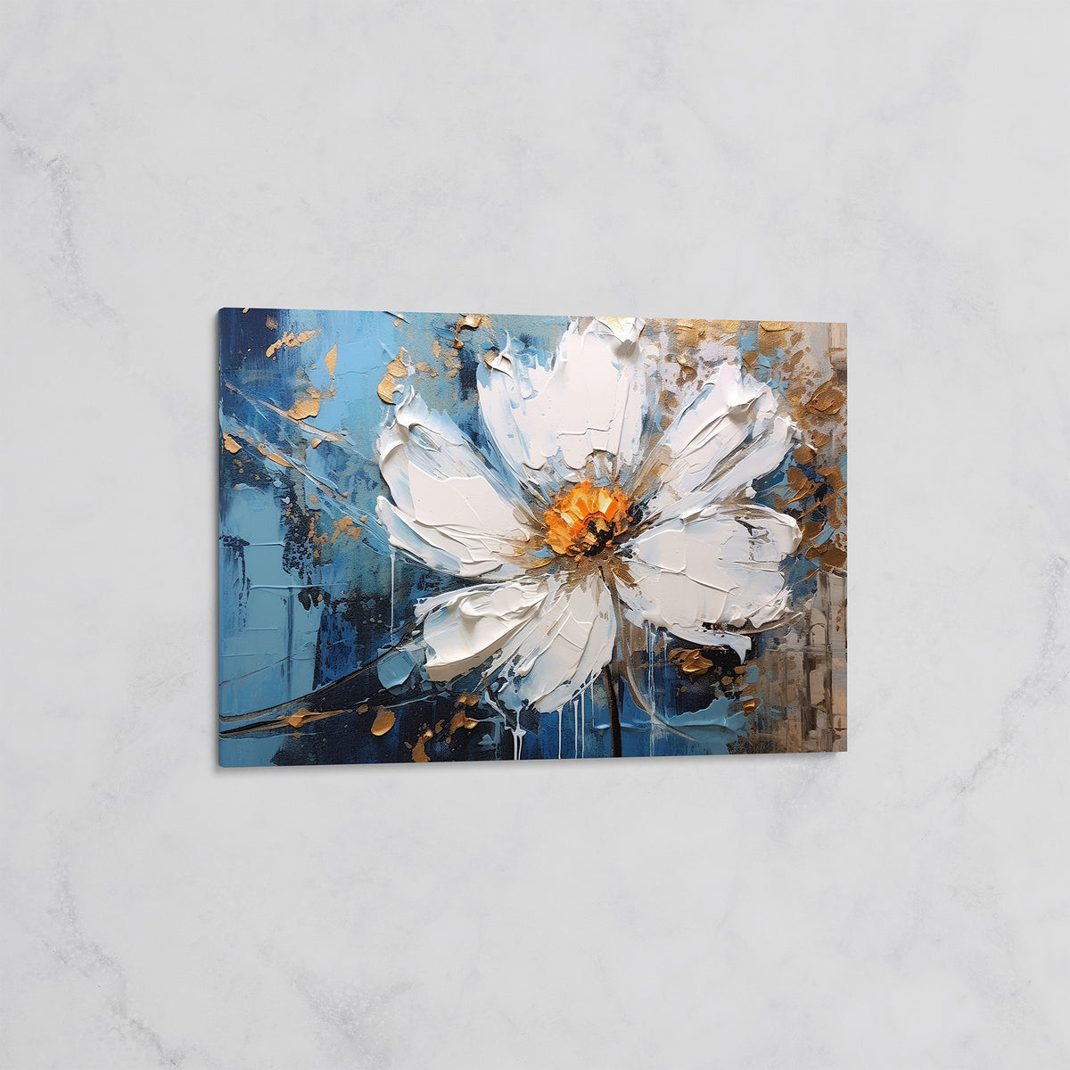 Tableau Fleur Blanche Plein Cadre – Art Floral Abstrait
