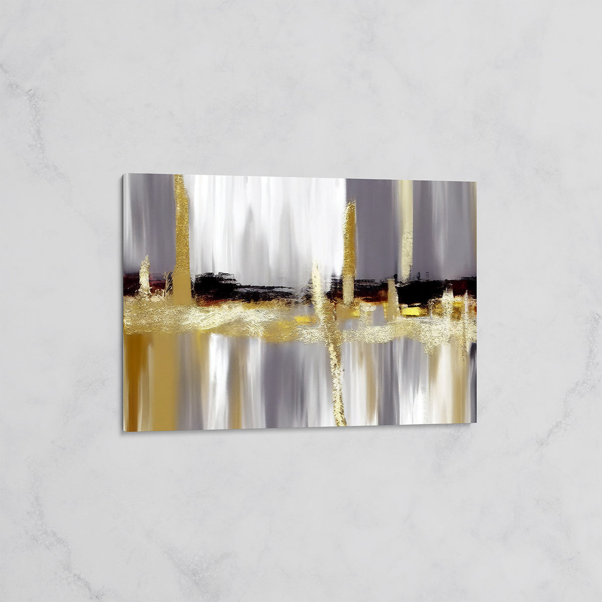 Tableau Abstrait Doré et Gris – Art Contemporain Luxe