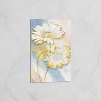 Tableau Marguerites Blanches & Dorées – Élégance Florale Moderne