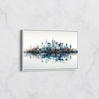 Tableau Skyline Envoûtante avec Reflets Urbains