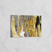 Tableau Abstrait Noir, Gris et Doré – Élégance Moderne et Luxe Intérieur