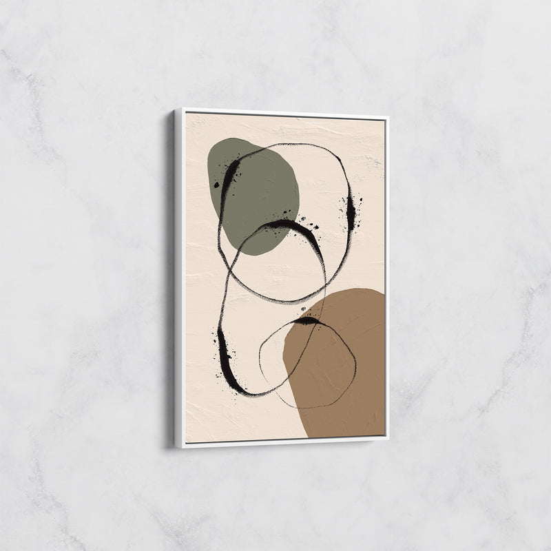 Tableau Abstrait Moderne – Lignes Noires et Formes Naturelles