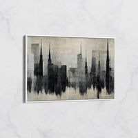 Tableau Skyline Noir et Blanc - Ville Moderne en Style Minimaliste