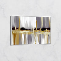 Tableau Abstrait Doré et Gris – Art Contemporain Luxe