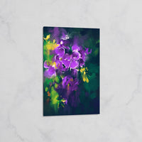 Tableau Floral Abstrait – Fleurs Violet & Vert Déco Murale