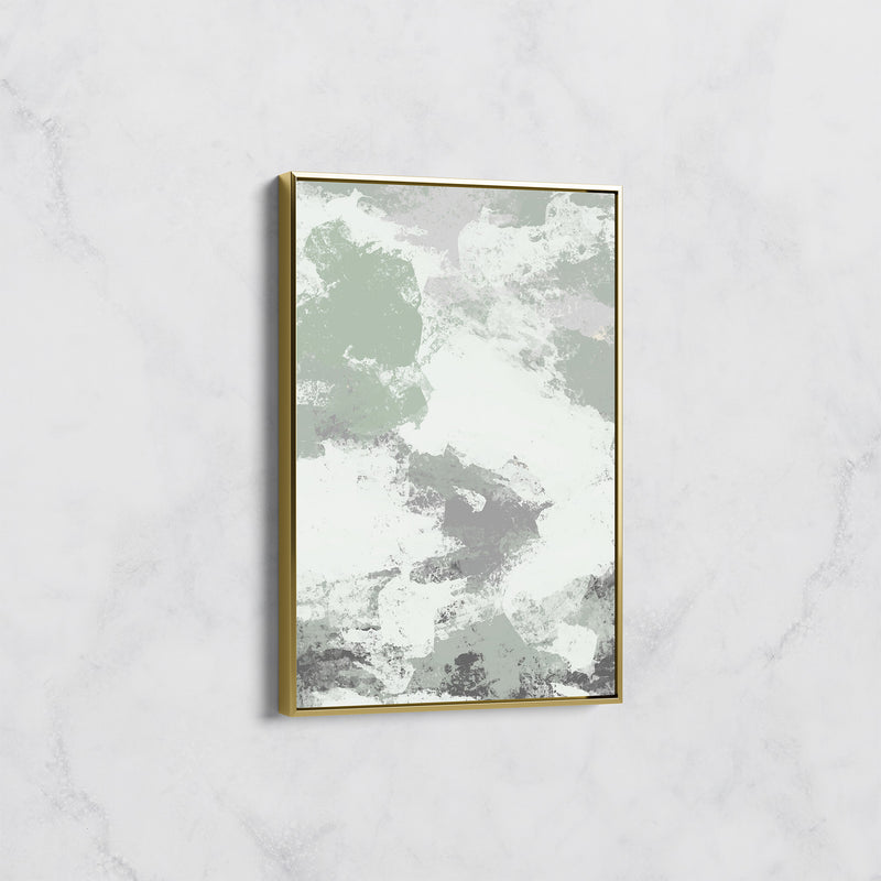 Tableau Abstrait Vert Sauge et Gris – Déco Murale Minimaliste