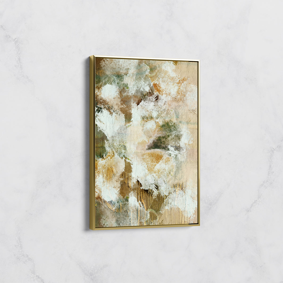 Tableau Abstrait Contemporain – Nuances Terre Douces et Effets Nuageux