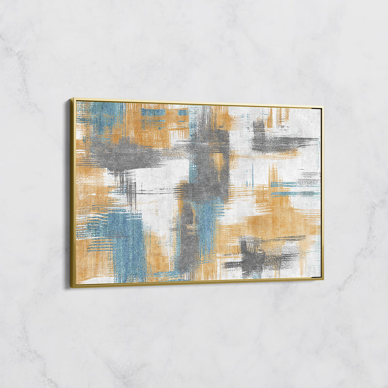 Tableau Abstrait Moderne – Déco Murale en Jaune, Bleu et Gris