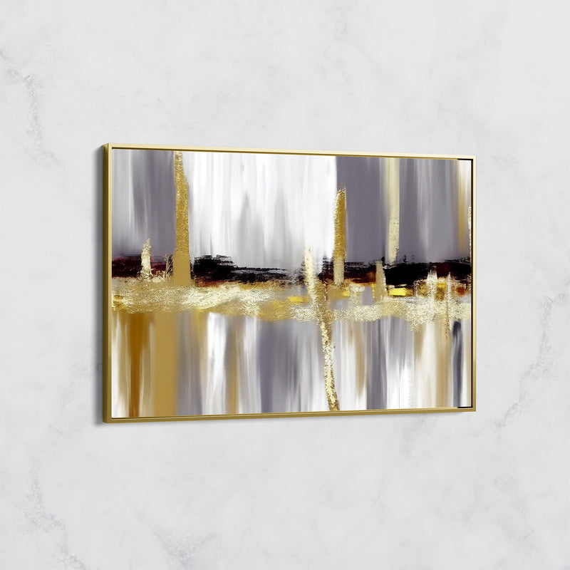 Tableau Abstrait Doré et Gris – Art Contemporain Luxe
