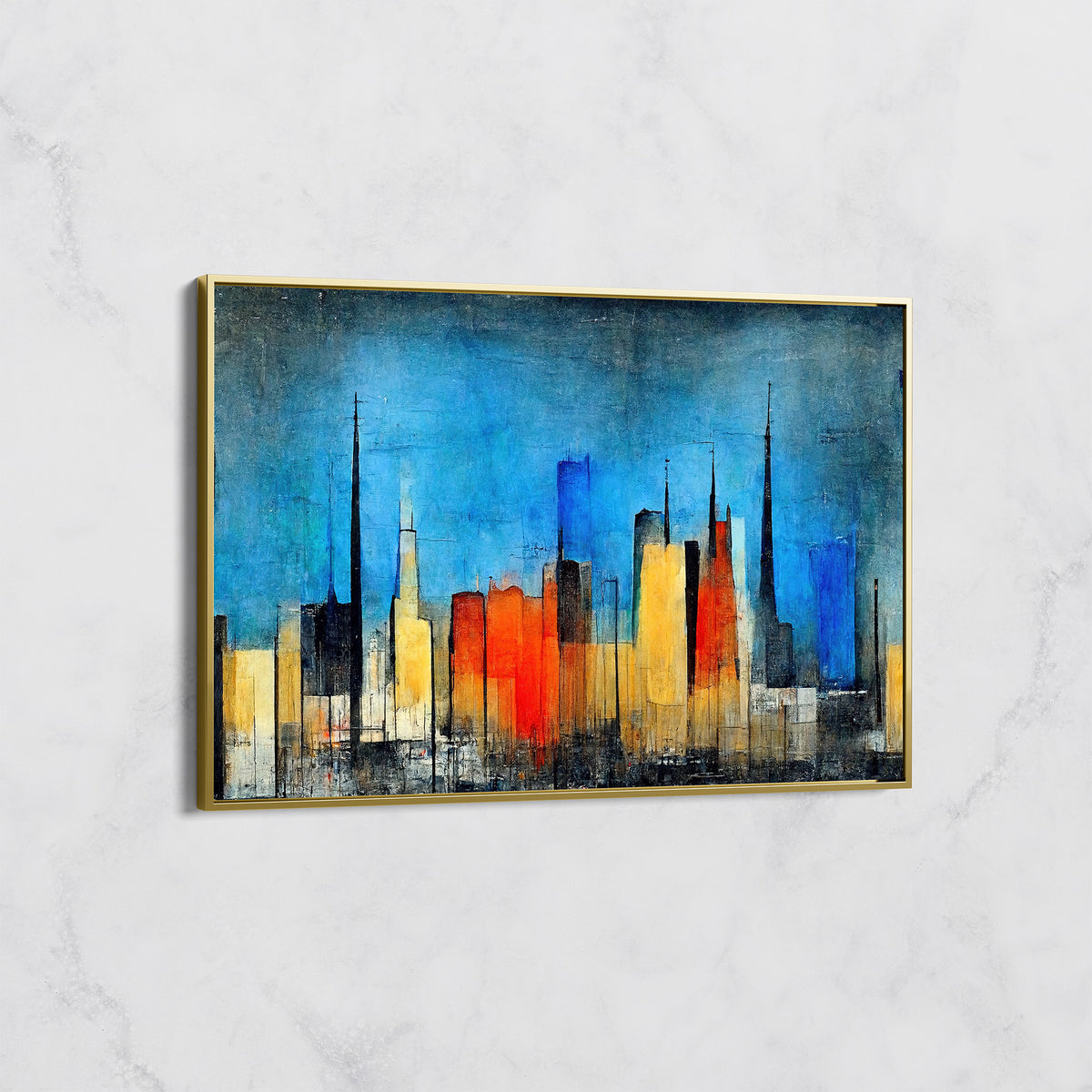 Tableau Skyline Colorée - Gratte-Ciel Abstraits avec Teintes Vives