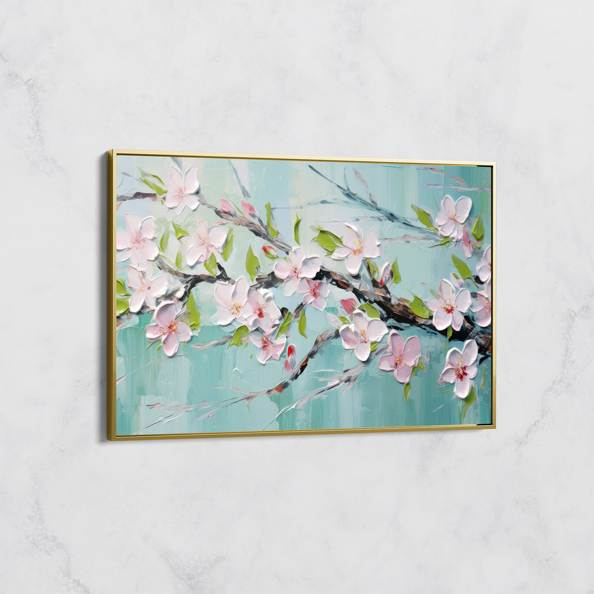 Tableau Floral Printanier - Branche de Fleurs de Cerisier en Relief