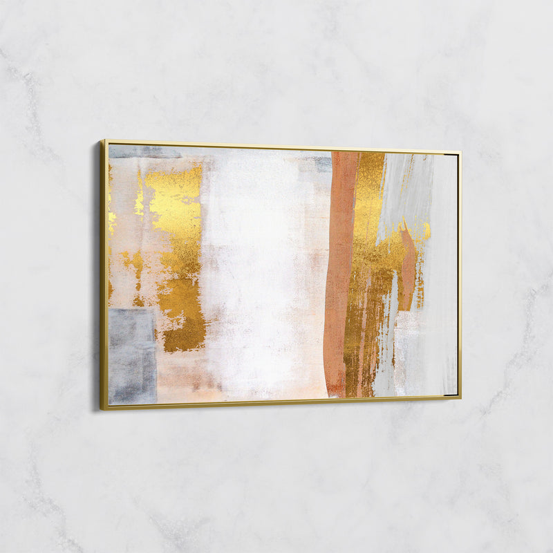 Tableau Abstrait Minimaliste Doré et Cuivré – Élégance Moderne pour Décoration Murale