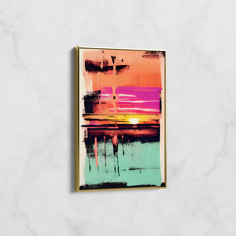 Tableau Abstrait Coloré – Déco Murale Moderne Orange, Rose et Vert