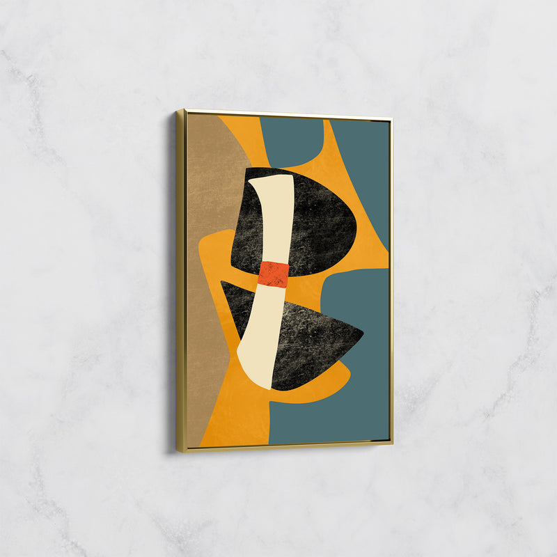 Tableau Abstrait Géométrique – Déco Murale Moderne en Orange et Bleu