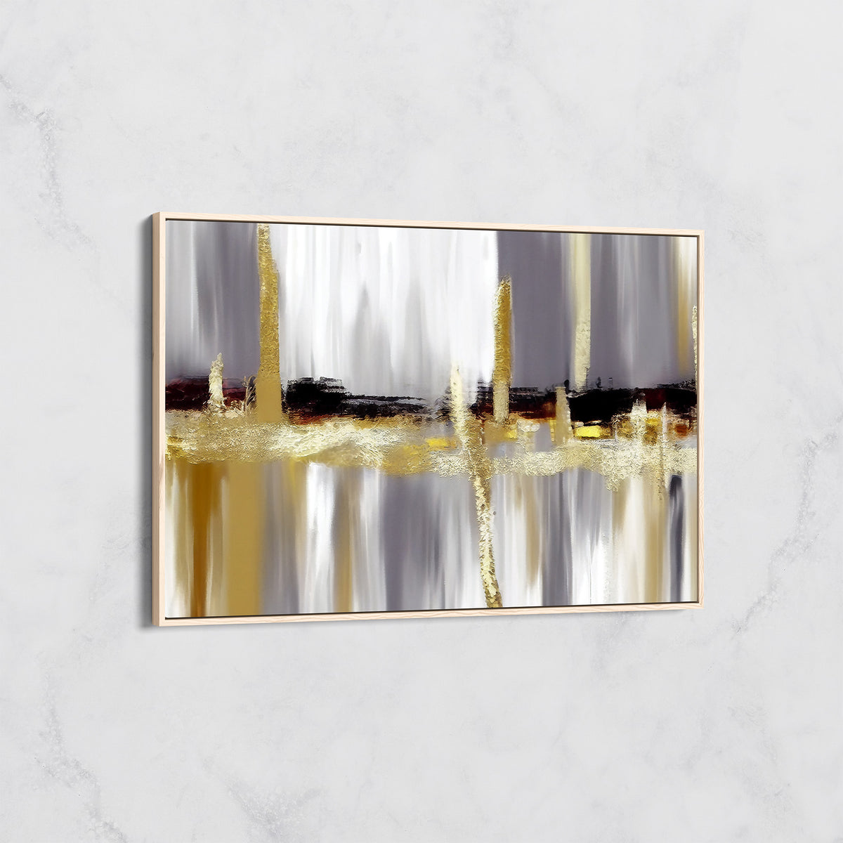 Tableau Abstrait Doré et Gris – Art Contemporain Luxe