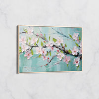 Tableau Floral Printanier - Branche de Fleurs de Cerisier en Relief