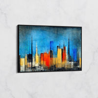 Tableau Skyline Colorée - Gratte-Ciel Abstraits avec Teintes Vives